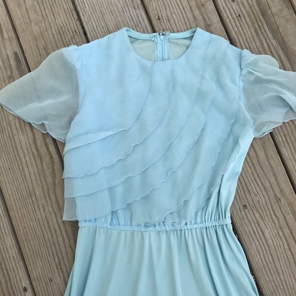 70’s vintage disco princess maxi dress chiffon fairy flutter pastel coquette - Picture 2 of 2